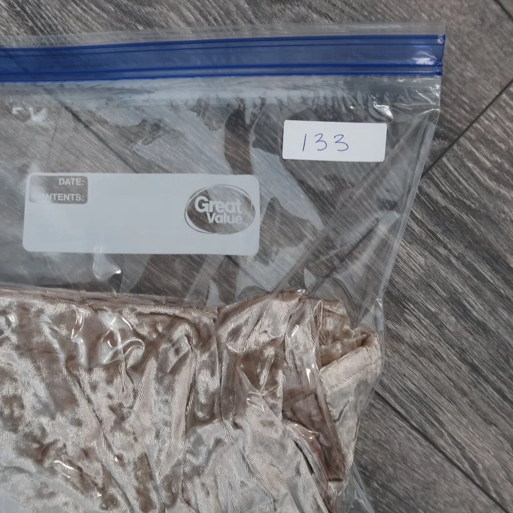 Love J Mini Dress Womens Crushed Velvet Champaign Sleeveless Spaghetti Straps L - Picture 15 of 15